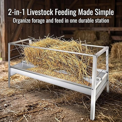 Portable Double Side Feeding Trough, Anti Waste Ruminant Trough, Sheep Goat Cattle Feeder for Small Farm