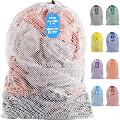 Handy Laundry Mesh XL Laundry Bag 24"x36", Heavy Duty Drawstring, White - color: White