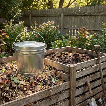 6-Gallon Galvanized Steel Storage Can with Lid, Heavy-Duty Metal Trash Can for Outdoor, Indoor Use, Pet Food Container, Bird Seed Storage, Ash Bucket, Rodent Proof, Ideal for Garage, Garden, Patio