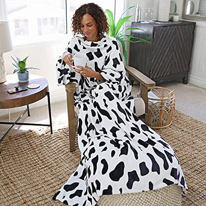 Catalonia Wearable Blanket with Sleeves for Women & Men, Fleece Wrap Throw - color: Dalmatian