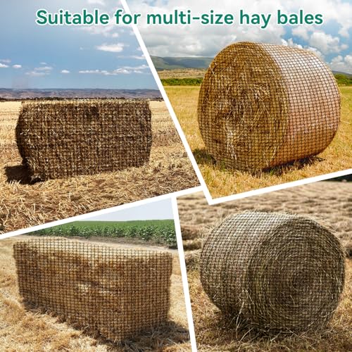 5x5 Ft Knotless Round Bale Hay Net for Horses, Livestock Feeder