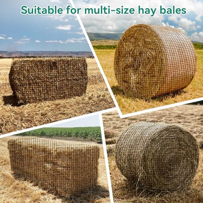 5x5 Ft Knotless Round Bale Hay Net for Horses, Livestock Feeder