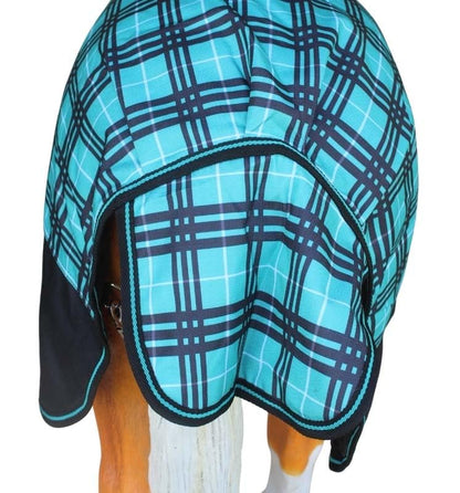 CHALLENGER 1200D Foal Winter Blanket Miniature Pony Donkey Bellyband Turquoise Rustic - color: Turquoise Plaid, size: 44 inches