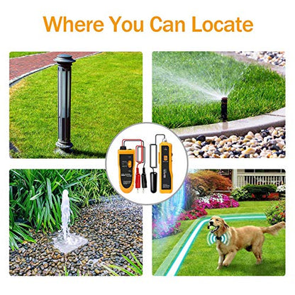 F02 Underground Cable Locator, Wire Tracer with Earphone, Cable Tester for Dog Fence Cables Irrigation Control Wires - color: Yellow