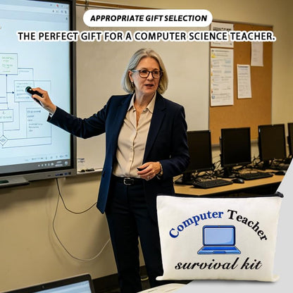 Computer Teacher Survival Kit Funny Computer IT Programmer Teachers Makeup Bag Gift Travel Toiletry Zipper Pouch Software Engineer Eductors Birthday Retirement Christmas Gift - color: Computer Teacher