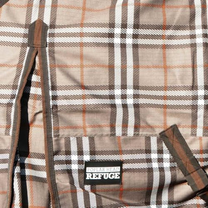 Jeffers Poplar Head Refuge 1200 Denier Turnout Blanket, 84" – Waterproof & Breathable Horse Blanket, 240g Insulation, Plymouth Brown Plaid, Adjustable Fit for Comfort & Safe Use, Durable Design - size: 84 in