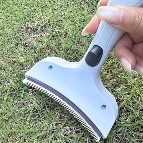Professional Pet Deshedding Brush for Loose Undercoat Fur, Pet Grooming Comb for Long & Short Haired Dogs Cats, Gentle Skin Friendly - color: blue