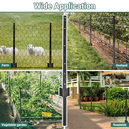 Fence Posts 3 FT, Pack of 10 Black Heavy Duty U Posts - color: Black, size: 3FT-10Pack