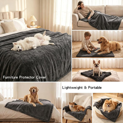 Waterproof Dog Blanket Reversible Pet Bed Cover Puppy Blankets Leakproof Sofa Couch Cover Cat Pet Blanket for Warm Fluffy Washable Grey Mat-M - color: Grey, size: M-100*145cm(40*57in)
