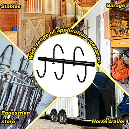 Dunzy 2 Pcs Black Tack Rack with Swivel Hooks, Portable Hanging Bridle Hooks Organizer for Stall Room & Trailer Accessories (5 Hooks Style) - style: 5 Hooks Style