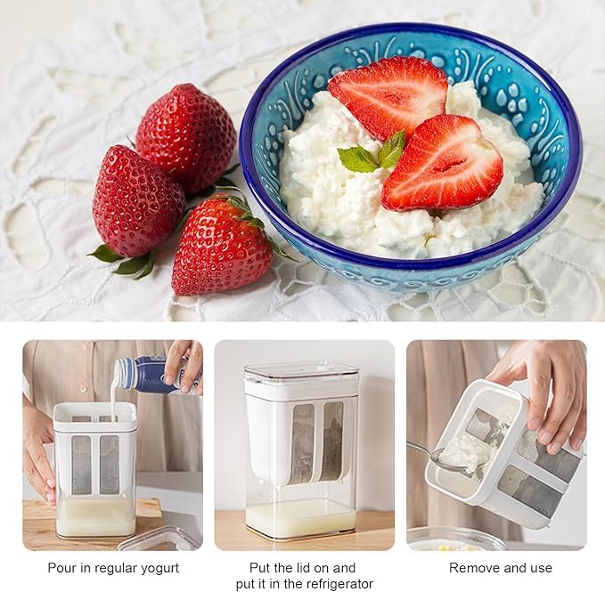 Greek Yogurt Strainer, 1800ml Fine Mesh Strainer with Bag & Lid - size: 1800ML