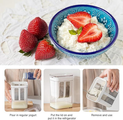 Greek Yogurt Strainer, 1800ml Fine Mesh Strainer with Bag & Lid - size: 1800ML