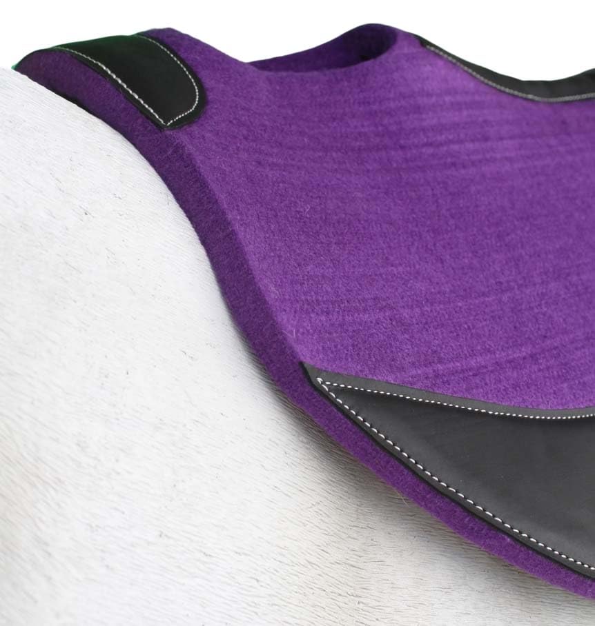 Horse 32" x 32" Western Contoured Wool Felt Barrel Saddle Pad 39223 - color: Purple, size: 32" Spine x 15" Drop