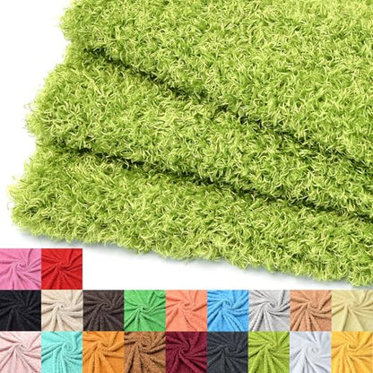 Surf turtle Grass Green Curly Teddy Fleece Faux Fur Fabric 36" x 59" - color: Grass Green, size: 36 x 59 inches