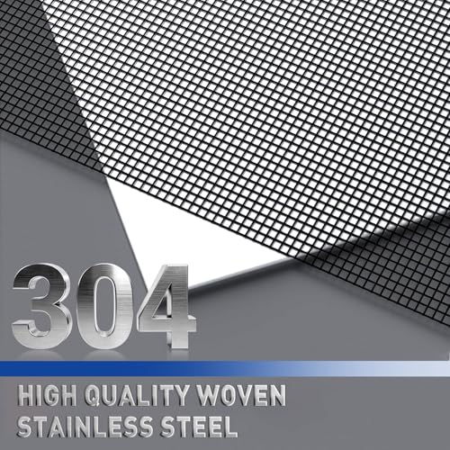 MAGZO 304 Stainless Steel Mesh Window Screen Roll 47in x 16ft - 22 Mesh - color: Black, size: 47" x16FT