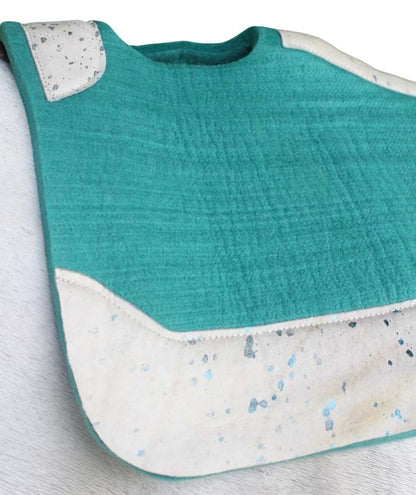Horse 32" x 30" Western Contoured Wool Felt Therapeutic Saddle Pad 39232 - color: Teal Hair-on