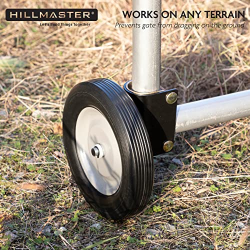 HILLMASTER Heavy Duty 8 Inch Gate Wheel Gate Caster Kit with 1-5/8" Thru 2" Gate Frames, Durable Gate Helper Wheel Gate Support Wheel for Chain Link Fence Swing Gate, Black