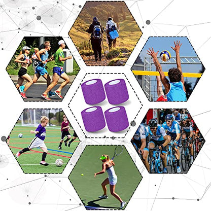 8 Pack 2 in x 5 Yards Cohesive Wrap Self Adhesive Bandage Wrap Elastic Self Adherent Wrap Self Stick Vet Tape for Athletic, Wrist, Ankle, Knees, Pets (Dark Purple) - color: Dark Purple, size: 2 Inch