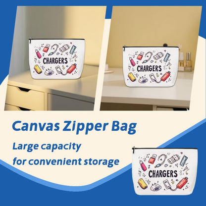 ShiQiao Spl Cable Organizer Bag Travel Accessories for Women Men Birthday Christmas Gifts for Daughter Son Friend Chargers Cable Storage Travel Makeup Bag Organizer Cosmetic Pouch Bags with Zipper - style: White Charger
