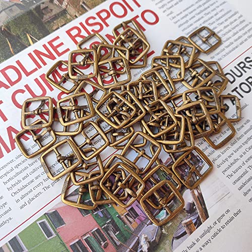 Honkenda 50pcs Single Prong Belt Buckle Metal Rectangle Prong Pin Shoe Needle Center Bar Buckle for Making Doll Clothes Shoes Bags Belt (Bronze Tone)