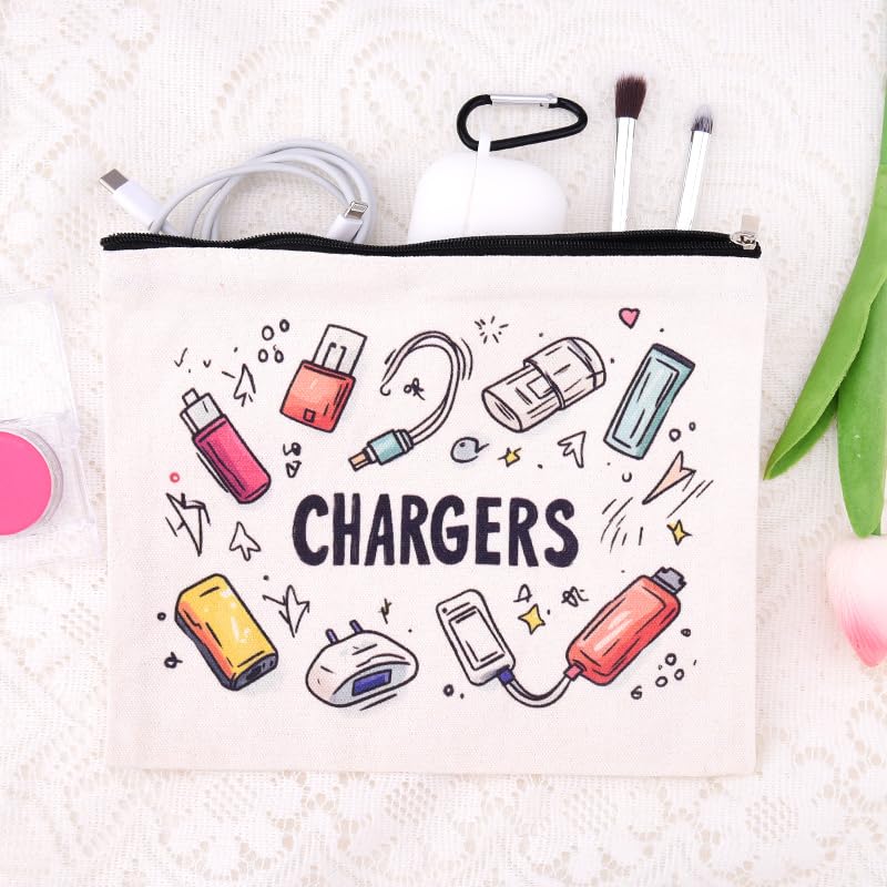 ShiQiao Spl Cable Organizer Bag Travel Accessories for Women Men Birthday Christmas Gifts for Daughter Son Friend Chargers Cable Storage Travel Makeup Bag Organizer Cosmetic Pouch Bags with Zipper - style: White Charger