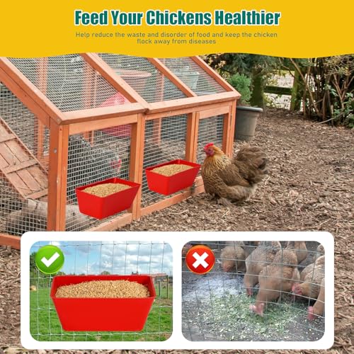2 Pack Chicken Feeder Waterer 2.5 Quart Hanging Poultry Feeders Trough - color: Red
