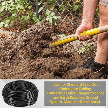 Kanayu Electric Fence Wire Double Insulated,Black,100 Ft, 16 Guage - size: 100 Ft, 16 Guage