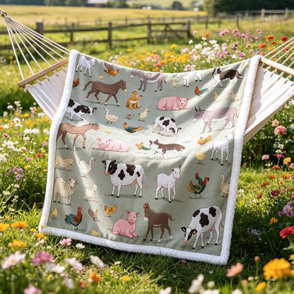 Sleepwish Farm Animals Sherpa Fleece Throw Blanket, Gifts for Kids 50x60 - color: Farm Animals, size: Throw