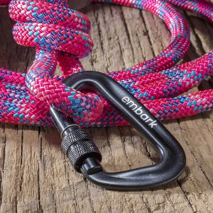Embark Dog Leash - Heavy Duty Tough Nylon Training Lead for All Dog Breeds | Mountain Climbing Rope with Heavy Duty Locking Carabiner - Strong & Durable Nylon Pet Leash - 6 FT - Pink - color: Pink