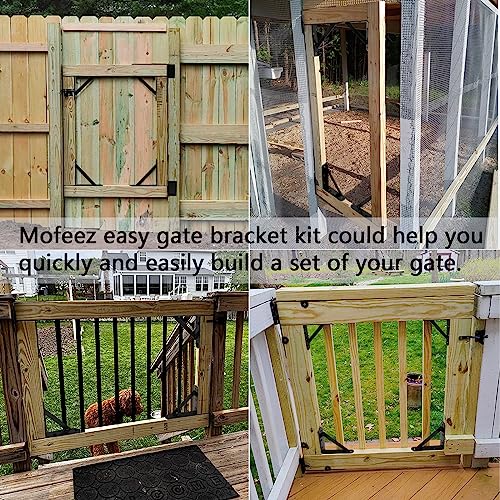 Mofeez Fence Gate Kit Iron Gate Hardware with Gate Latch for Wooden Fences Shed Doors Heavy Duty Anti Sag Gate Corner Brace Bracket - size: Set of 1