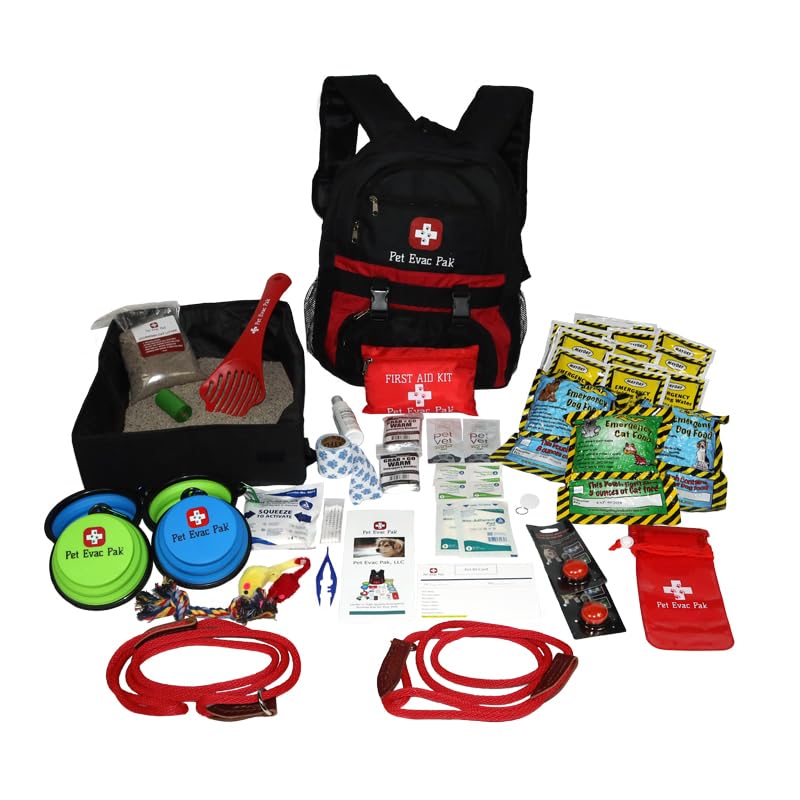 Pet Emergency Kit Cat and Dog Combo with Durable Backpack | First Aid Supplies, Food and Water Included, Safety Equipment, 72-Hour Emergency Preparedness