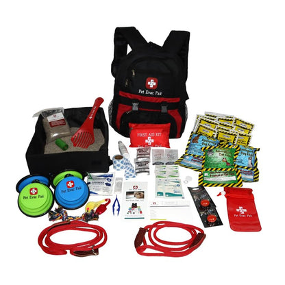 Pet Emergency Kit Cat and Dog Combo with Durable Backpack | First Aid Supplies, Food and Water Included, Safety Equipment, 72-Hour Emergency Preparedness