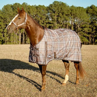 Jeffers Poplar Head Refuge 1200 Denier Turnout Blanket, 75" – Waterproof & Breathable Horse Blanket, 240g Insulation, Plymouth Brown Plaid, Adjustable Fit for Comfort & Safe Use, Durable Design - size: 75 in