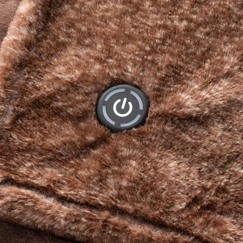 Berkshire Blanket Heated Throw Blanket, Grace Fur to Loftmink Reversible Electric Throw with 4 Heat Levels, Fast Heating Printed Throw for Couch and Bed, Auto Shut-Off Feature (50"x60")