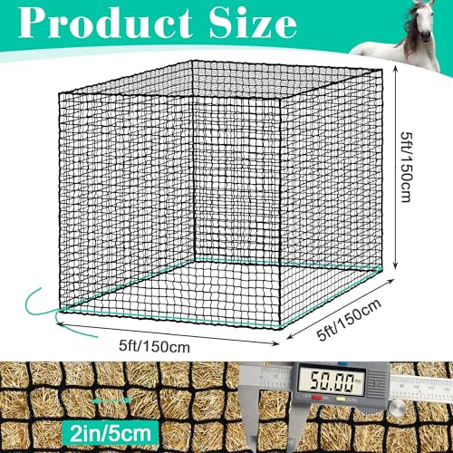 Round Bale Hay Net for Horses, 5x5 Feet Feeding Hay Net