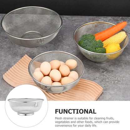 ULTECHNOVO Fine Mesh Strainer Colander Stainless Steel Kitchen Strainer for Soybean Milk Frying Oil Fruits and Vegetables 7.87 inch Mesh Basket - size: 20x20x8.3cm