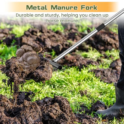 Manure Fork with 2 Metal Durafork Replacement Heads and 1 Steel Handle