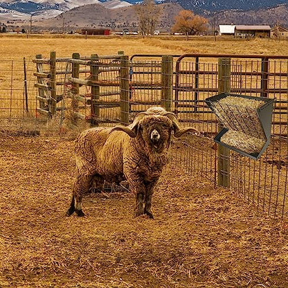 Wall Mount Hay Rack, Heavy-Duty Galvanized Metal 2 in 1 Hay and Grain Feeder, Livestock Feeder with Adjustable Distance, Hay Feeder for Goats, Sheep, Horse - color: Black
