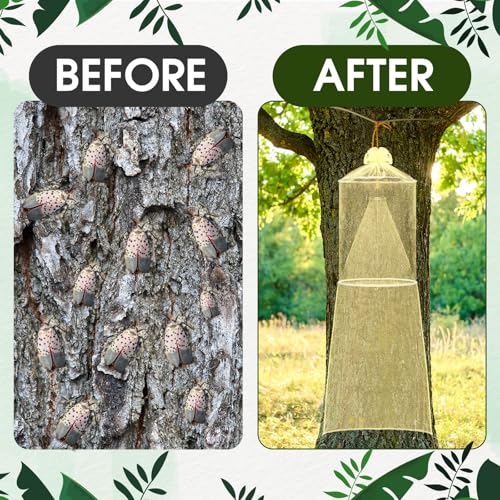 Qualirey 2 Pack Spotted Lanternfly Trap Lanternfly Killer for Tree,Yellow | Circle Traps for Lantern Flies Mesh Lanternfly Catcher with Jute Rope and Nails Outdoor Insect Bug Trap to Protect Trees - color: Yellow