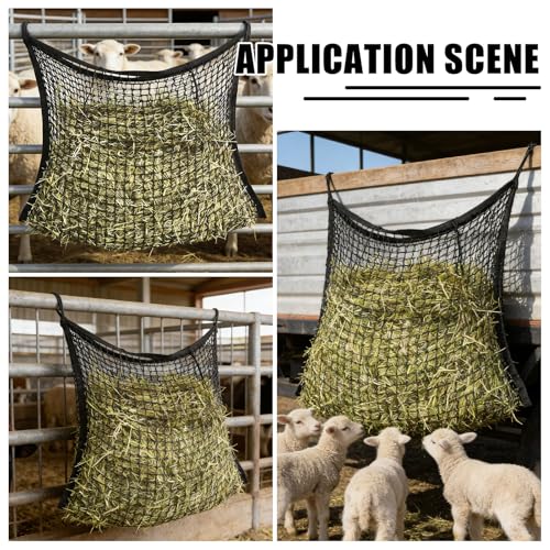 2 Pcs Feed Hay Net Slow Feed Hay Bags for Horses Horse Feeding Supplies for Goats Sheep, 61.4x39.37inch - size: 61.4x39.37inch