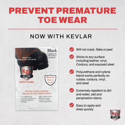 Kg's Boot Guard Brush On Toe Protection – Brush On Liquid for Tough, Long-Lasting Safety Protection on Boots - color: Black, style: 4.5 Ounces