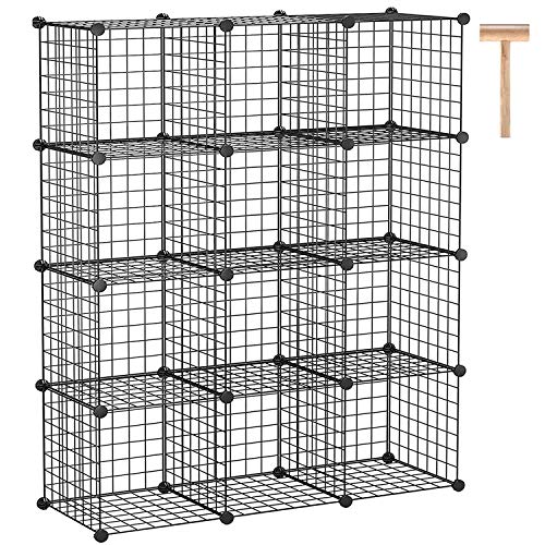 C&AHOME Wire Cube Storage, 12-Cube Storage Organizer Metal, C Grids, Black - color: Black