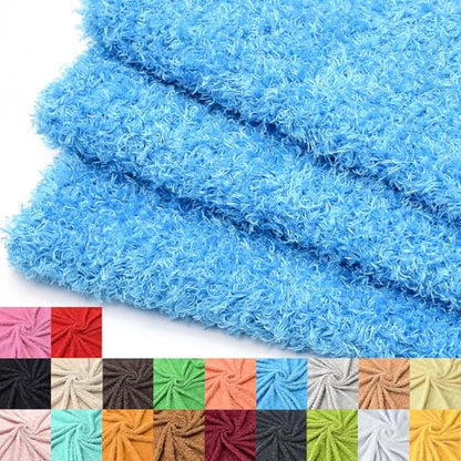 Surf turtle Blue Curly Teddy Fleece Faux Fur Fabric 36" x 59" - color: Sky Blue, size: 36 x 59 inches