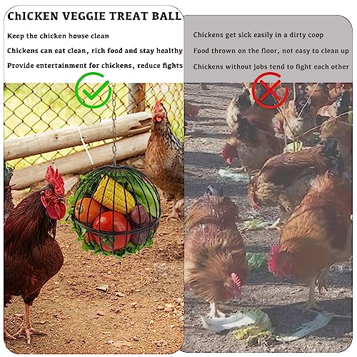 Hanging Chicken Feeder 7.1 Inch Chicken Veggie Treat Ball 1PCS Black - color: Black