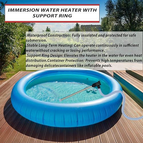 3500W 240V 316 Immersion Water Heater with Wi-Fi, Timer, and Temperature Control – Portable Submersible Heater Suitable for Spa, Above-Floor Swimming Pools, Inflatable Pools, Hot Tubs, and Bathtubs