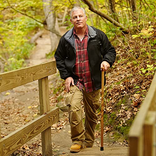 Brazos Handcrafted Wood Walking Cane, Twisted Oak, Traditional Style Handle, for Men & Women, Made in The USA, 37" - color: Red