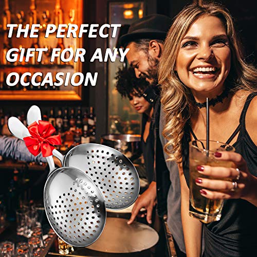 Boao 2 Pack Julep Strainers Stainless Steel Strainer Cocktail Spoon, Silver - color: ['Silver']