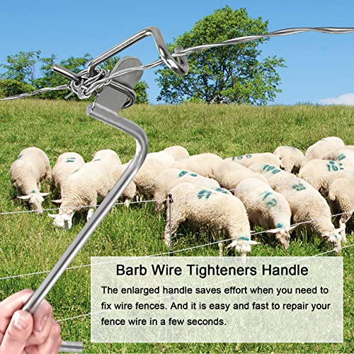 60Pcs 6mm Fence Wire Tightener with Tighteners Handle | 6mm Stainless Steel Barb Wire Fence Tightener Tools 1/4" Fence Wire Tensioning Tool for Wire Fence Farm Garden
