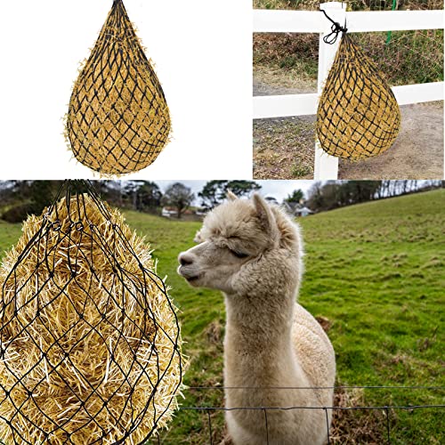 2 Pcs Hay Bags for Horses: 40 inch Long Slow Feed Hay Net for Horses - 2 * 2 inch Holes Mess with Nylon Rope Hanging (Black) - size: 2 Bags