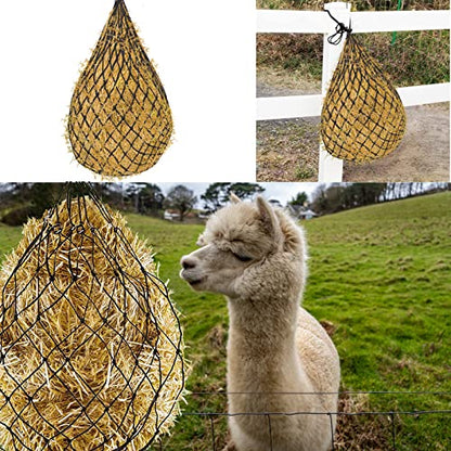 2 Pcs Hay Bags for Horses: 40 inch Long Slow Feed Hay Net for Horses - 2 * 2 inch Holes Mess with Nylon Rope Hanging (Black) - size: 2 Bags